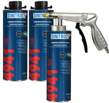 Dinitrol 4941 Underbody cera (nero) 3 x 1 litro lattine (con tappo a vite Schutz Style) e 1 x Schutz Style Spraygun
