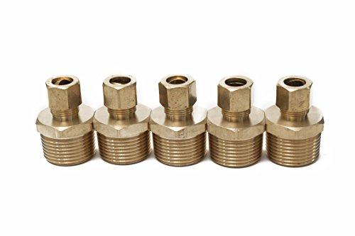 LTWFITTING Brass 3/8-Inch OD x 3/4-Inch Male NPT Compression Connector Fitting(Pack of 5)