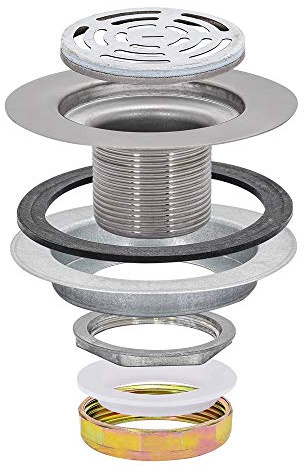 EZ-FLO Filtro per lavello da cucina con flangia e dado pressofuso, filtro piatto in acciaio inox con apertura da 8,9 cm a 10,2 cm, 30031