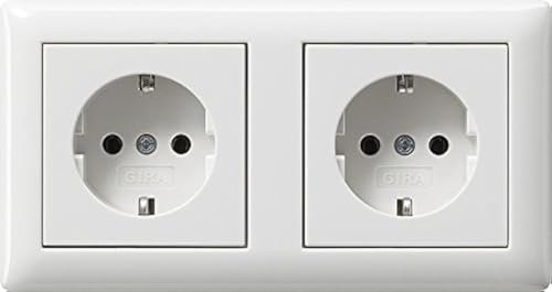 Komplett-Set Gira Standard 55 Abdeckrahmen, 2-fach - Reinweiß, glänzend mit 2x Steckdose reinweiß glänzend