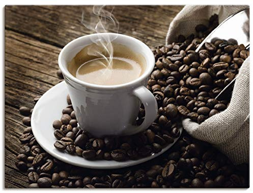ARTLAND Wanddeko Leinwand Bilder Wandbild 60x45 cm Kaffee Espresso Coffee Cafe Kaffeebohnen Rösterei Getränke T5VA