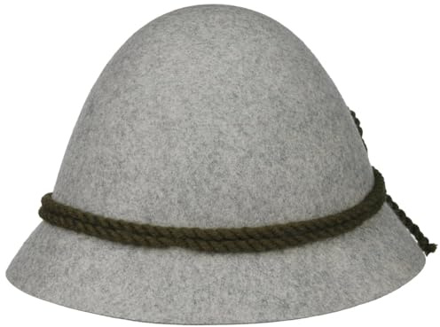 Cappello Tradizionale - Cappello da Montagna in Feltro di Lana - Cappello da Caccia con Cordoncino - Cappello da Pastore con Fascia Interna - Cappello di Feltro Estate/Inverno Grigio 58 cm