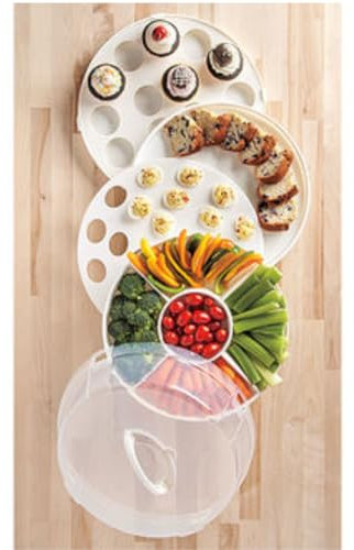 Crazy Chef Premium 6 in 1 Cupcake Carrier with Lid Collapsible Portable BPA-Free Cake Carrier With Lid and Handle- Cupcake Carrier - Deviled Egg Carrier with Lid - Pie Carrier