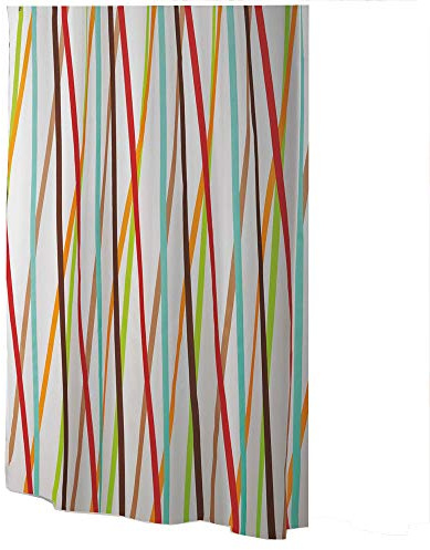 EDLER Textil Duschvorhang 120 x 200 cm Bunte Streifen Weiss Braun Türkis Orange Rot inkl Ringe