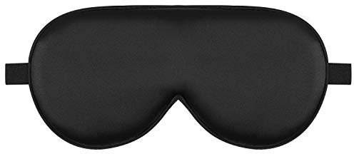 Alaska Bear Sleep Mask Silk Cover Eye Contour Built-in No Pressure for Sleeping, Upgrade Over Conventional Flat Satin Eye Masks, Machine Washable (Black)