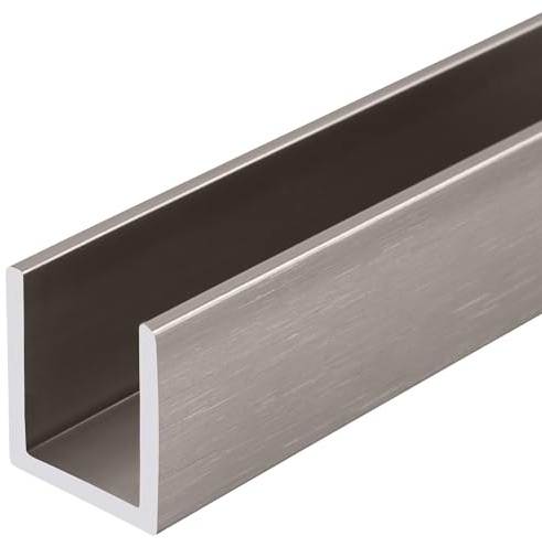 CRL Brushed Nickel 1/2 Fixed Panel Shower Door Deep-U Channel - 12 ft Long | Requires Cutting Instructions to 94 in or Less for Shipping | Default Cutting is (1) 94 in Length, (1) 50 in Length