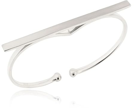 Sovats dubbelt fingerband ring för kvinnor 925 sterlingsilver rodiumpläterad – enkel, snygg och trendig nickelfri ring justerbar storlek
