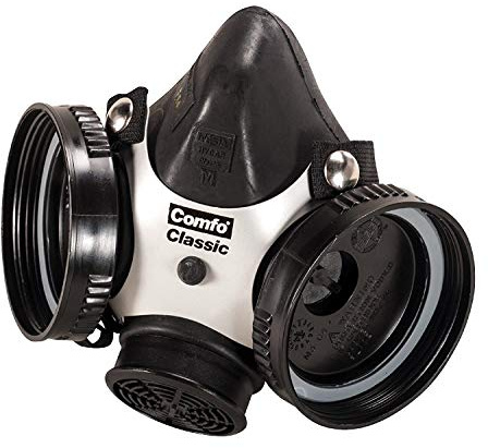 MSA 808074 Comfo Classic Series Half-Mask Respirator - Size: Medium, Harness Style: SoftFeel Hycar, Twin-Port, Reusable Gas Mask, MSA Comfo Cartridge Compatible