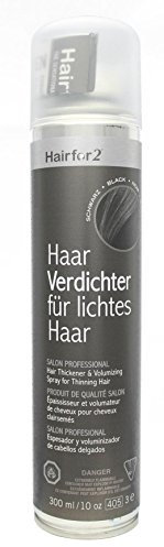 Hairfor2 Haarverdichtungsspray gegen lichtes Haar | Haarpuder | Streuhaar | Haarauffüller | Haarausfall | Haarverdichter (300ml, Schwarz)
