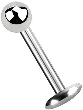 Titan Piercing Labret Stecker 5 mm Platte in 1,6 mm Stärke mit 4 mm Titan-Kugel