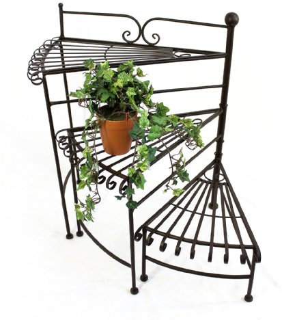 DanDiBo Blumentreppe Metall 64 cm Blumenständer mit 3 Ablagen DY11-12020 Pflanzenständer Blumenbank Blumenhocker Blumensäule Blumenregal