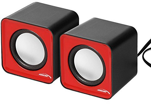 Audiocore Altoparlanti Computer PC USB 2.0 Potenza 2x3W jack da 3,5 mm Mini ROSSO e NERO (Rosso)