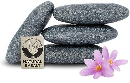Pierre Chaude pour le Visage [4 Unités], Hot Stone en Basalte Certifié Authentique pour Beaucoup de Chaleur, pour Compléter Votre Set de Massage Pierres Chaudes