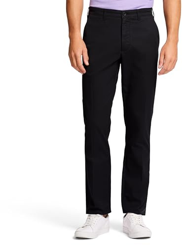 IZOD Mens Performance Stretch Straight Fit Flat Front Chino Casual Pants, Black, 38W X 32L US