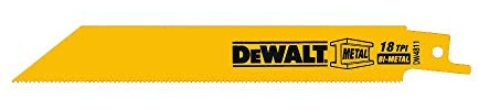 DEWALT DW4811 6-Inch 18 TPI Straight Back Bi-Metal Reciprocating Blade (5-pack)