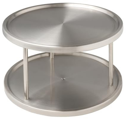 Wenko 2335100 Torre Circular para armarios Duo - 2 bandejas giratorias, Acero INOX, 26.5x26.5x15.5 cm Plata Mate