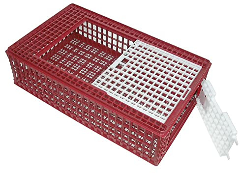 Kerbl Hobbyfarming Geflügel-Transportbox, Geflügelbox, Transportkiste, rot, weiß, 95x57x27,5cm, Kunststoff, Geflügel, stapelbar, leicht zu reinigen