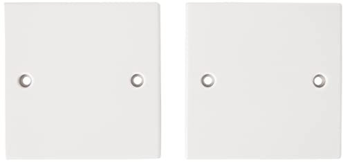 Merriway BH02676 (2 Pcs) Single Electrical Cover Du mmy Plate, White Plastic 85 x 85 mm - Pack of 2 Pieces