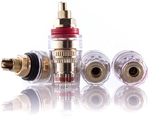 Hifi Lab Polklemmen 24-k vergoldet Lautsprecher Terminal Binding post Bananen-Buchse Audio Anschlussklemmen High-End lötbar 4mm gold 4x