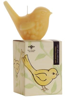 Big Dipper Wax Works Beeswax Upright Songbird Candle | 100% Pure Beeswax Sculpted Bird | 20-Hour Burn | Handcrafted in Atlanta, USA | Unscented Natural Candle for Spring Décor & Gifts