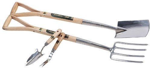 Draper Expert Stainless Steel Border Fork/Spade Set Plus Transplanting Trowel/Weeder
