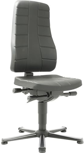 bimos | Arbeitsdrehstuhl All-in-One | mit Bodengleitern | PU-Schaum | Schwarz