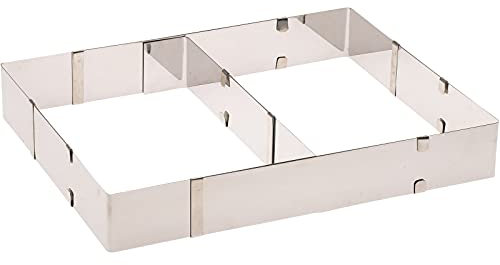 Westmark Marco para pastel/pizza, Marco para hornear con separaciones, ajustable en longitud y anchura, Acero inoxidable, Plateado, 31322260