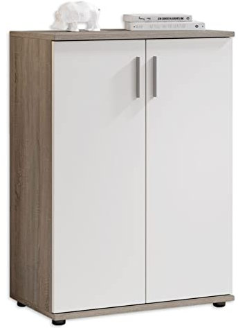 Stella Trading Bobby Kommode in Eiche Sonoma Optik, dunkel - Modernes Sideboard mit viel Stauraum für Ihren Wohnbereich - 60 x 82 x 35 cm (B/H/T)