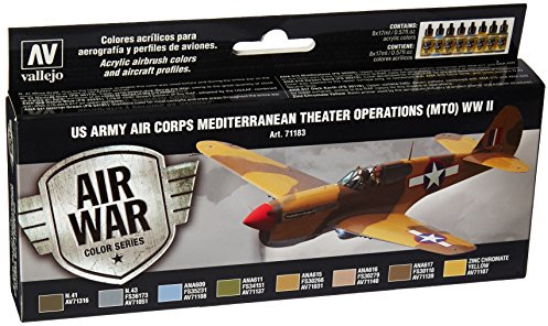 Acrylicos Vallejo Us Army Air Corps Mediterranean Theatre Operations MTO WWII Model Air Set, 17 ml (Pack of 8)