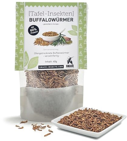 Buffalowürmer - essbare Insekten von 'SNACK insects' - 40g feine Speise-Insekten zum Kochen und Essen