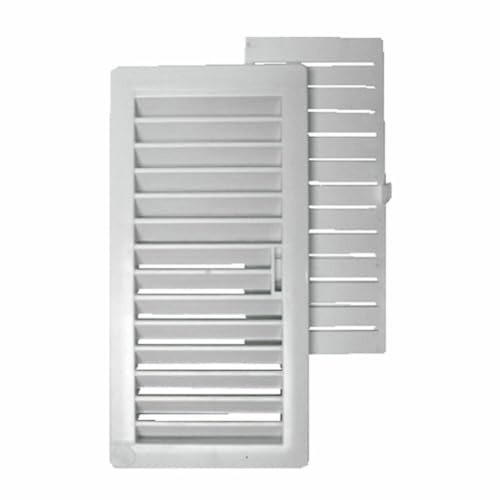 Montserrat 01761 Rejilla Ventilación PVC con Marco y Cierre Móvil, Blanco, 9.5 x 22 cm, Set de 4 Piezas