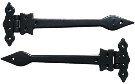 Black Cast Iron Spear Hinges Leaf Design Pair Of New (9