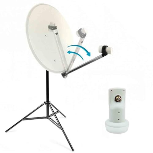 HDSAT Pacchetto parabola satellitare in acciaio 65 cm, braccio pieghevole + LNB Single Trepied