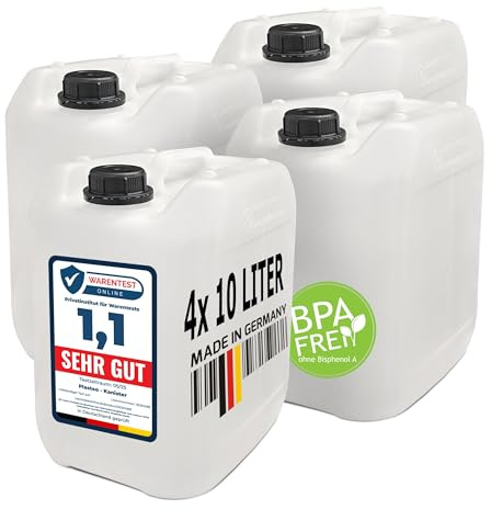 plasteo® 10L Getränke- Wasserkanister Natur | Lebensmittelecht | Hergestellt in DE | UN-Zulassung | Tragbar | Indoor und Outdoor | BPA Frei