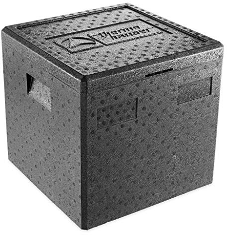 thermohauser Boîte isotherme en polypropylène expansé pour pizza Noir Avec couvercle 41,5 l 41 x 41 x 40 cm Pour service de livraison