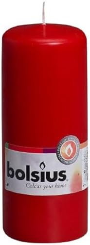 Bolsius Glatte Stumpenkerzen - Rot - 10 Stück - 15 x 6 cm - Dekorative Haushaltkerzen - Länge Brenndauer 42 Stunden - Unparfümierte