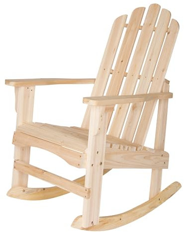 Shine Company Marina Adirondack Schaukelstuhl für drinnen und draußen, Holz, Natur