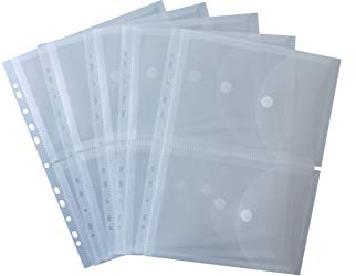 EXXO by HFP 35761 2 Dokumententasche A5 auf A4, Klettverschluss und Abheftrand, 5 Stück mit Kölappe mit Klettverschluss mit 15 mm Füllhöhe, transparent klar, 310 x 235 mm
