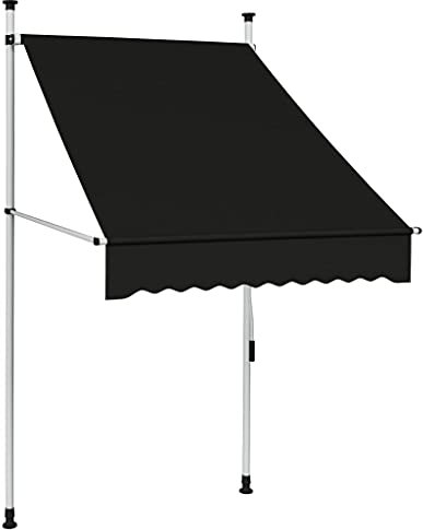 Klemmmarkise mit Handkurbel Balkonmarkise ohne Bohren Einziehbare Markise UV-beständig & höhenverstellbar, Balkonmarkise, Sonnenschutz wasserdich, Einfache Montage, 100 cm Anthrazit