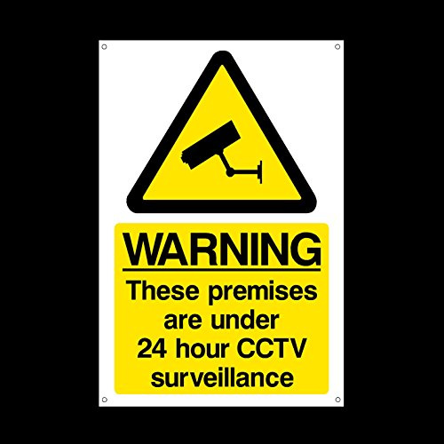 CCTV 24hr Surveillance 3mm Metal Sign with 4 Pre-Drilled Holes - Security, Camera, Closed Circuit TV, Warning Safety (MISC12)