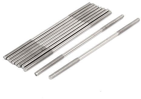 sourcing map Goujon Double Extrémité Fileté Vis Boulon 304 Inox Acier M3 x 90mm 10Pcs