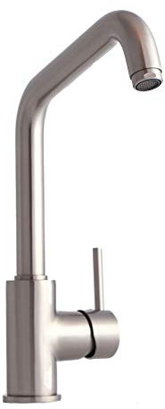 Low Pressure Stainless Steel Look Kitchen Tap, Single Level Valve, Matt