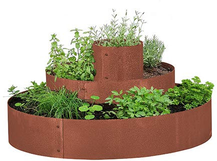 prima terra Pflanzenpyramide Edelrost, Pflanzringe, Kräuterpyramide, Beet, Baumringe Ø=80cm Gesamthöhe=45cm