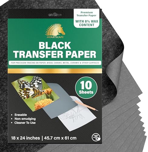 MyArtscape Graphitpapier, Transferpapier, Kohlepapier, 45,7 x 61 cm, 10 Blatt (schwarz)