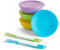 Munchkin Cuenco con Tapa para Bebés y Niños Pequeños, Juego de Tazas de Plástico sin BPA, Cubiertos para Bebés, Apto para Lavavajillas, Set de 4, Multicolor