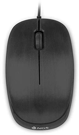 NGS Flame Black Optische Maus von 1000dpi und USB Cable, Computer- oder Laptop-Maus mit 3 Tasten, für Links- und Rechtshänder, Schwarz