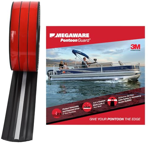 MEGAWARE KEELGUARD PONTOONGUARD - USA Made, Protects Pontoon Tubes Against Damage; Reflective Safety Strip Enhance Night Visibility; Log Bumper Guard; 3.5 Wide; 40ft Kit - Pontoon up to 25ft (Black)