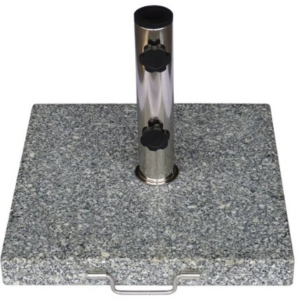 DIES&DAS 1 Stück Granitschirmständer 30 kg eckig mit 2 Rollen Edelstahl Adapter Sonnenschirmständer Granit Ständer für Schirmmasten von 28-50 mm