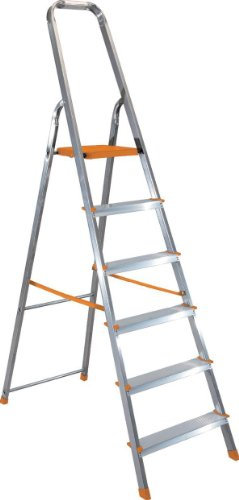 Scala domestica 6 gradini in alluminio portata 150kg Eurodomus E6/N Altezza 188 cm