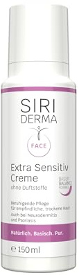 SIRIDERMA Extra Sensitiv Creme | Basische Gesichtscreme für sensible, sehr trockene Haut | Auch bei Neurodermitis, Psoriasis (ohne Parfum, 150 ml)